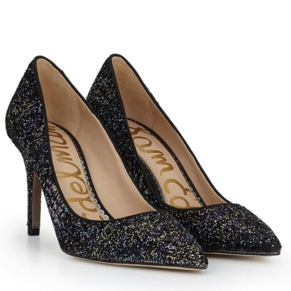 Sam Edelman Margie Black Iridescent Sequined Pumps